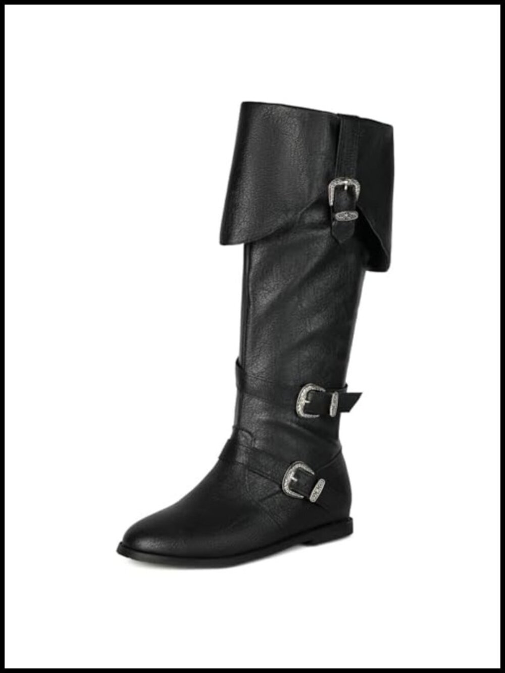 Women's Knee High Pirate Boots Low Heel Renaissance Vintage Costume Shoes